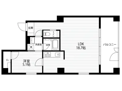 レスピール押上(1LDK/1階)の間取り写真