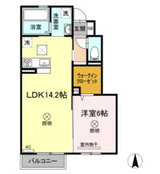 グラシア(1LDK/1階)の間取り写真