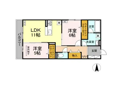 D-ROOM東深津(2LDK/3階)の間取り写真