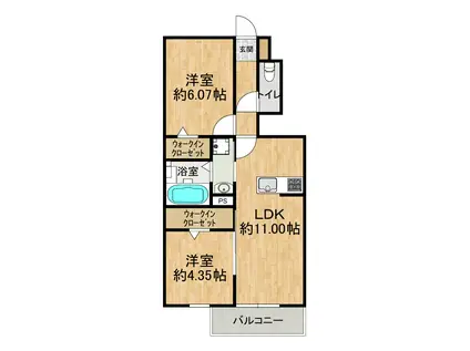 ルミナス・シャトー(2LDK/1階)の間取り写真