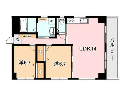 サンステージ荒田(2K/3階)の間取り写真