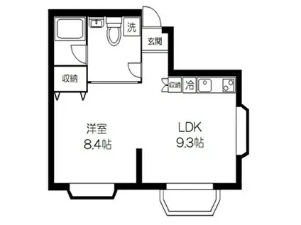 オードヴィー広尾(1LDK/1階)の間取り写真