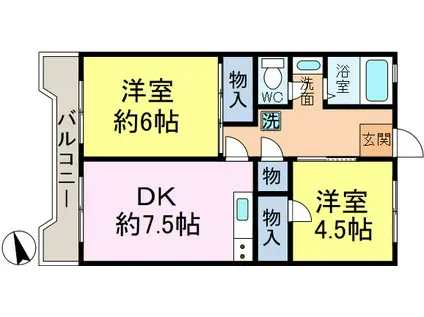 メゾン新小岩(2DK/4階)の間取り写真