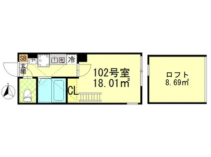 武蔵中原AP(1K/1階)の間取り写真