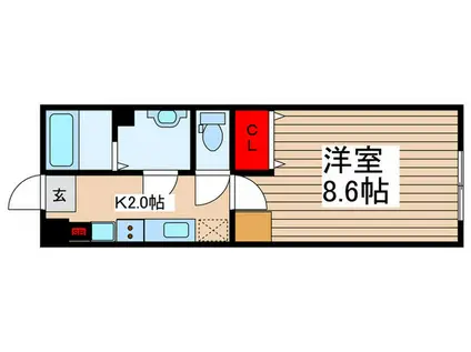 クラージュ柏(1K/2階)の間取り写真