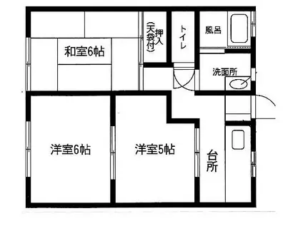 ジュネスナカタ1(3K/1階)の間取り写真