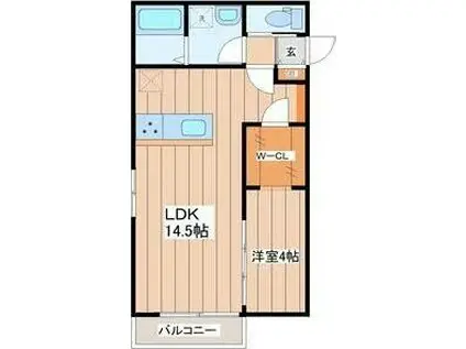 LINO小松島(1LDK/2階)の間取り写真