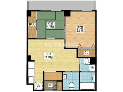 マルタヤ南山手クラブ(2LDK/2階)の間取り写真