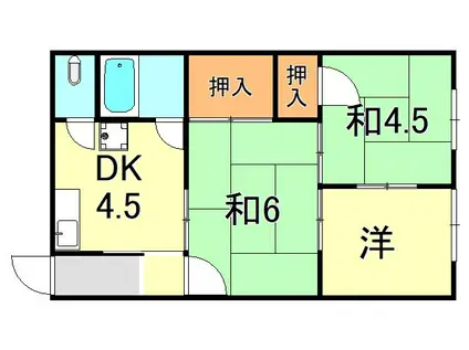 第3山楽荘(3DK/1階)の間取り写真
