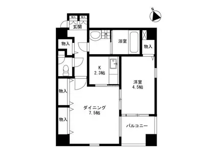 OZAREA一之江Ⅰ(1DK/5階)の間取り写真