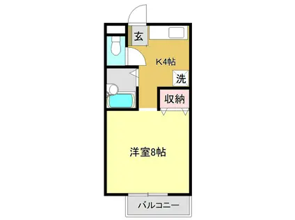 ハイツ築地 B棟(1K/2階)の間取り写真