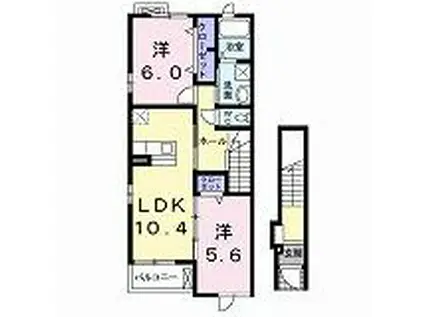 エレガンシア新郷I(2LDK/2階)の間取り写真