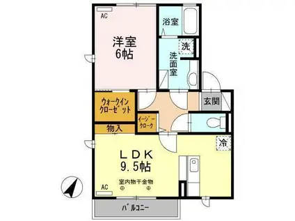 グリッターヴィヴィC・D(1LDK/2階)の間取り写真