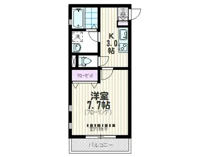 クォリティー武蔵浦和(1K/3階)の間取り写真