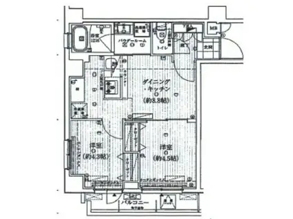 HYS両国(2DK/9階)の間取り写真