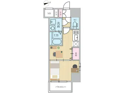 エスティメゾン門前仲町(1DK/3階)の間取り写真
