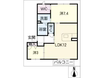 エスト植田山(2LDK/2階)の間取り写真
