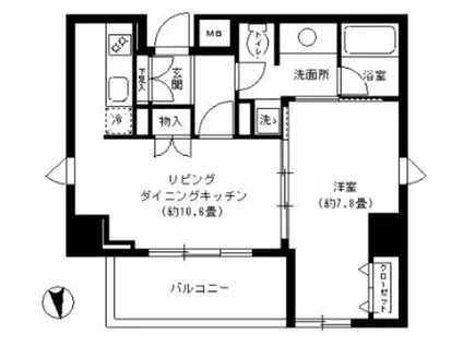 KDXレジデンス芝公園(1LDK/11階)の間取り写真