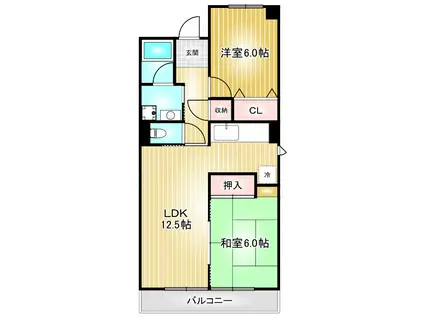 コンフォートピア・アツミ(2LDK/5階)の間取り写真
