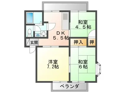 アヴィオ塚口(3DK/2階)の間取り写真