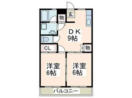 アモー藤ヶ丘(2DK/2階)の間取り写真