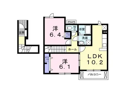 グランドゥールA(2LDK/2階)の間取り写真