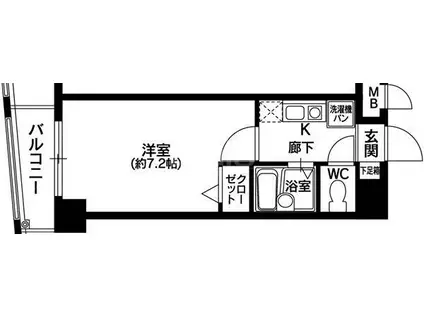 奈良屋グロリアス(1K/6階)の間取り写真