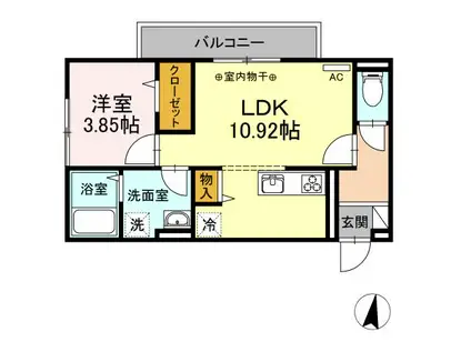 NEXT STAGE八戸溝(1LDK/2階)の間取り写真