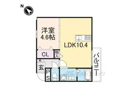 ウィンドヒル御殿山1(1LDK/1階)の間取り写真