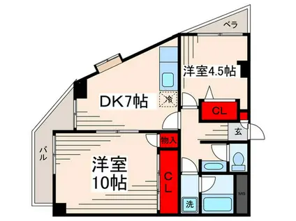 TOMIKURA I(2DK/6階)の間取り写真