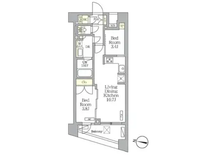 ノガタレジデンス(2LDK/3階)の間取り写真