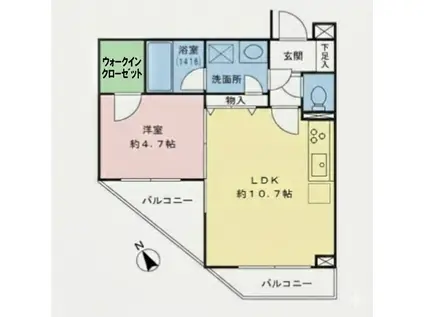 センチュリー大井町ゼームス坂(1LDK/4階)の間取り写真
