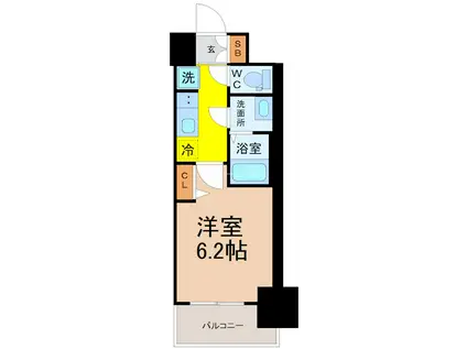 メイクスWアート今池III(1K/6階)の間取り写真