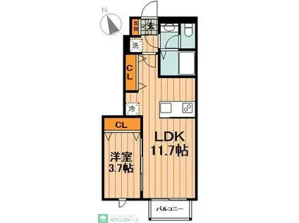 サンハイツ(1LDK/1階)の間取り写真