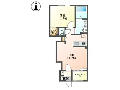 諌早市真崎町アパート(1LDK/1階)の間取り写真