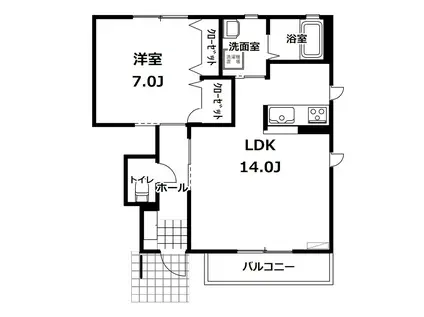 NEWロイヤルヴィレッジ C棟(1LDK/1階)の間取り写真