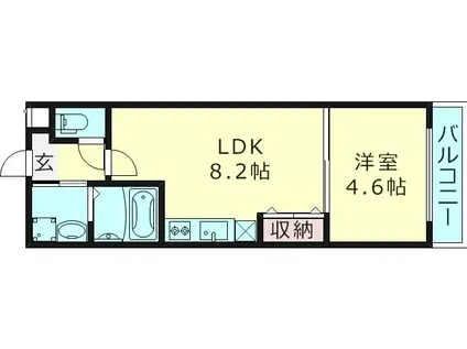 フジパレス城東鴫野イースト(1LDK/2階)の間取り写真