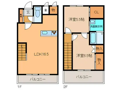 ヴィラエクセルシオール(2LDK/3階)の間取り写真