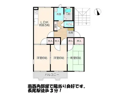 メゾンフジI(3LDK/2階)の間取り写真