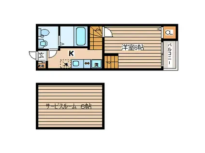 BROWN SHEEP(1K/2階)の間取り写真