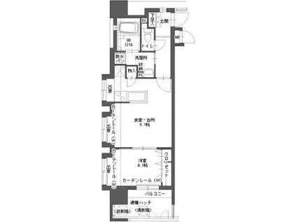 アクタス博多Vタワー(1LDK/4階)の間取り写真