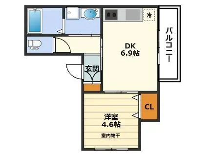 ヴェール エブラン(1DK/1階)の間取り写真