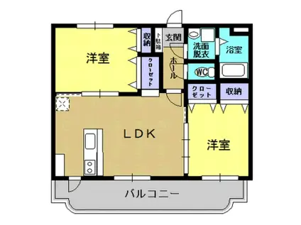 αグリーン中央(2LDK/1階)の間取り写真