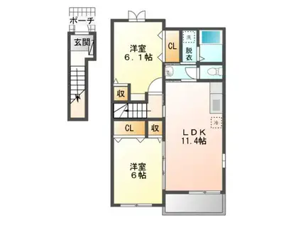 プラザサンライズ(2LDK/2階)の間取り写真