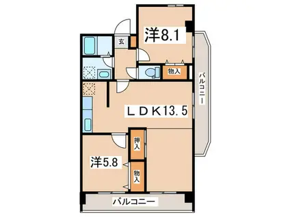 アグリシャトル(2LDK/3階)の間取り写真