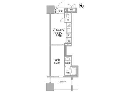 パークフラッツ横濱公園(ワンルーム/5階)の間取り写真