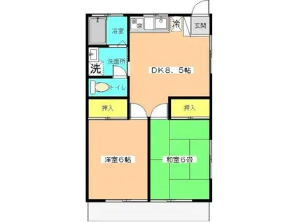 ライフコーポ関沢(2DK/1階)の間取り写真