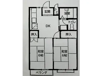 サイオニックハイツかがわ(2DK/2階)の間取り写真