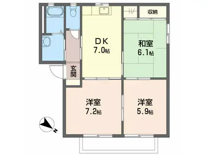 メイトパーク八代(3DK/1階)の間取り写真