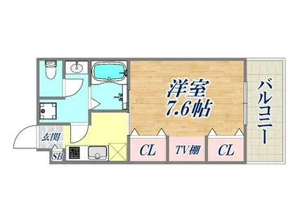 フェリーチェ(1K/1階)の間取り写真